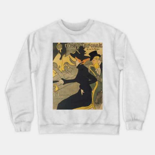 Divan Japonais by Henri de Toulouse-Lautrec Crewneck Sweatshirt by Classic Art Stall